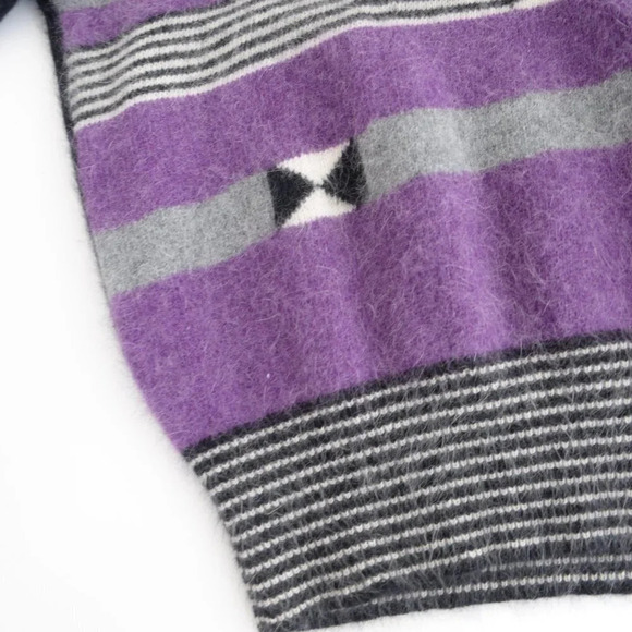 Vintage Richard & Co. Two Piece Black & Purple Turtleneck Sweater & Skirt Set S - Picture 10 of 15